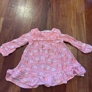 Angel Dear Pink Bunny Patterned Kids Dress